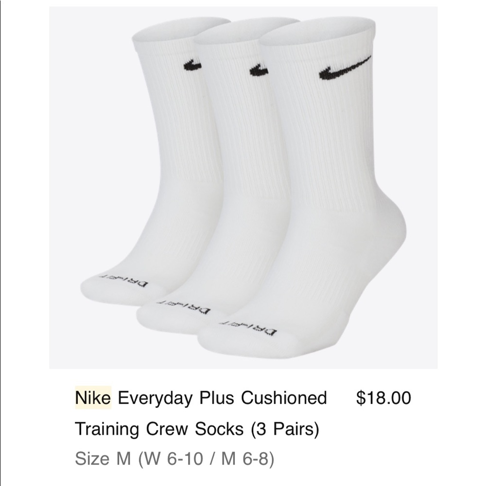 Nike White Crew Socks